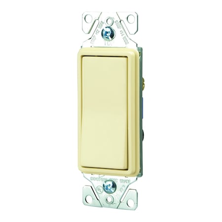 Cooper Industries Eaton Wiring Devices 7500 Rocker Switch, 15 A, 120/277 V, 3-Way, Lead Wire Terminal, Ivory 7503V-C
